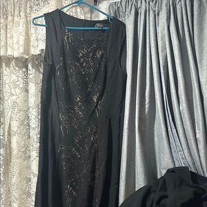 dressbarn Black and Gold Lace Midi Dress